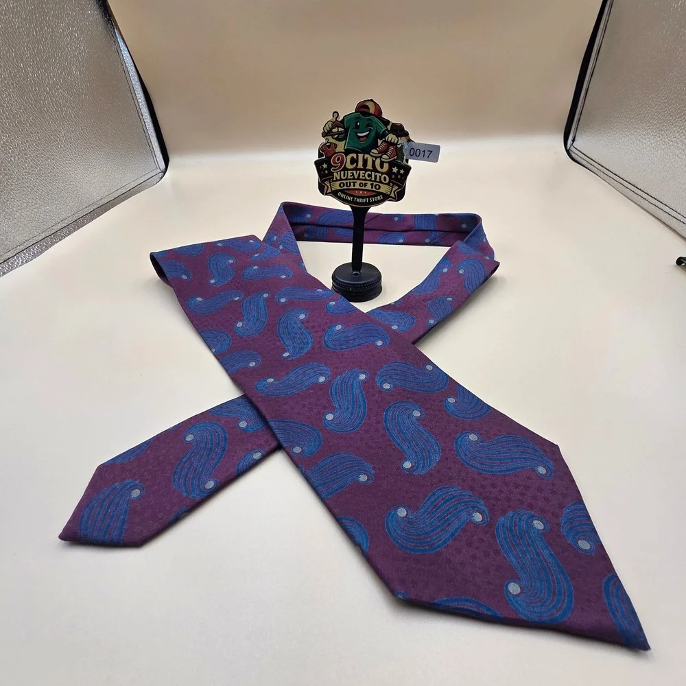 Giorgio Armani Cravatte Silk Tie Burgundy Blue Abstract Swirl Made in Italy